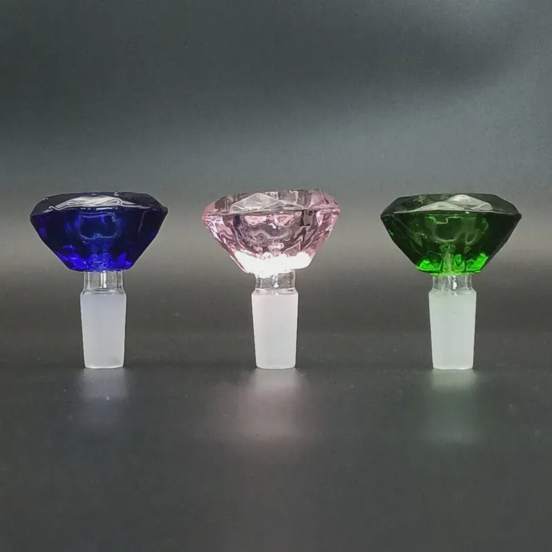 14mm 18mm Male Diamond Style Hookah Glass Bowl Piece With Frost Joint Slide Heady Bowls Colored