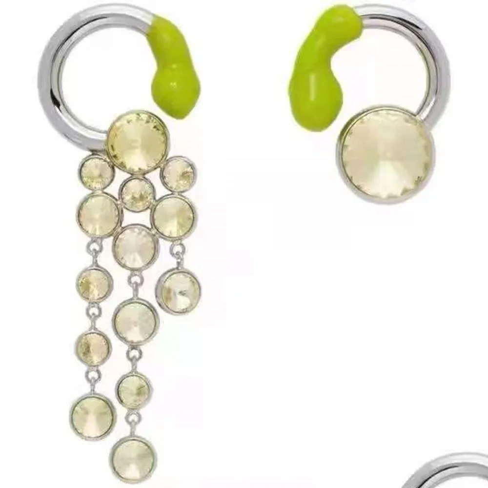 Stud Ins Tide Niche Design Asymmetric Earrings Personality Tassel Trend Cool Temperament High Sense Gem Jewelry Female Drop Delivery Ottv0
