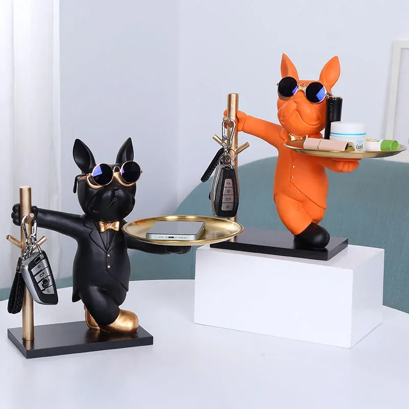Sculptures Modern Tray Storage Dog Statues Sculptures Home Decoration Living Room Desktop Display Animal Art Resin Ornaments New House Gift