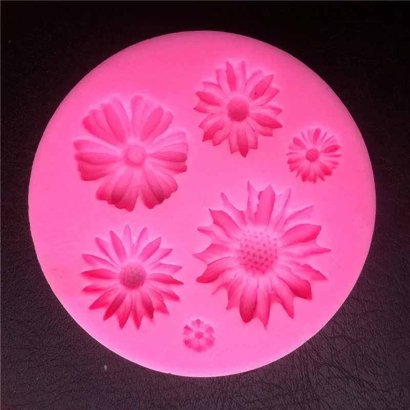 3d Daisy Blumen Silikonform Fondant Bastelkuchen Süßigkeiten Schokoladeneis Eis Backwerkzeug Form Fondant Werkzeuge