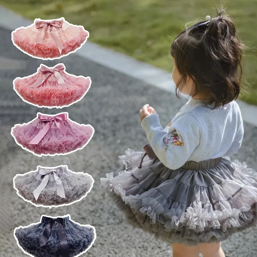 Baby flickor spets tutu kjol för barn barn puffy tyll kjolar flicka född födelsedagsfest prinsessa flicka kläder 1-15 år 240325