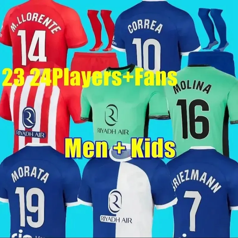 Atletico Madrids Fußballtrikots GRIEZMANN 23 24 120-jähriges Jubiläum 2023 2024 M.LLORENTE KOKE SAUL Fußballtrikot Herren Kinder Kit Uniformen Correa LEMAR