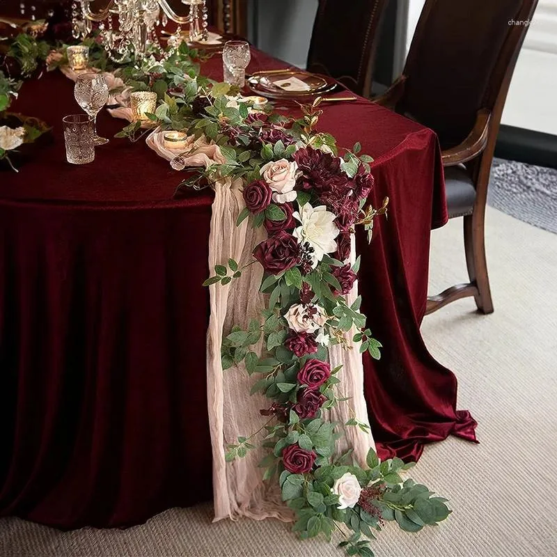 Guirlande de fleurs décoratives pour mariage, Eucalyptus artificiel fabriqué à la main, arc de fête, centres de Table, décorations en saule Champagne