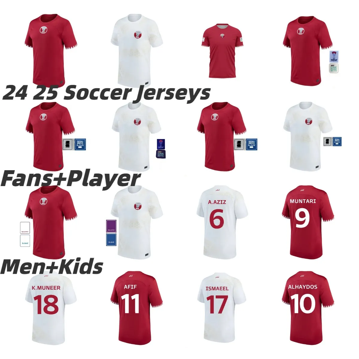 2024 2025 Qatar Muntari Men Soccer Jerseys Équipe nationale AFIF ALHAYDOS Alaaeldin Home Away Abdelkarim Boualem Football Shirts Courte