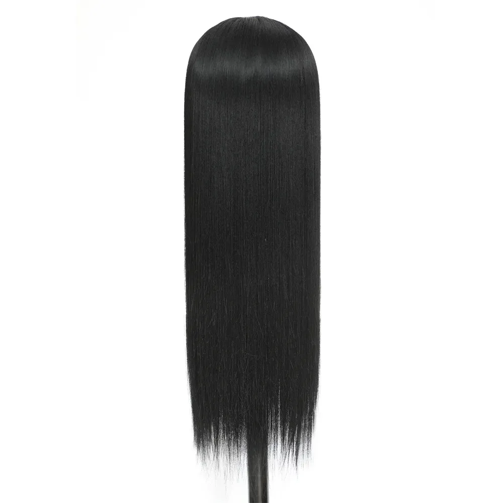 V-Teil-Perücken, 76,2 cm lang, gerade, hitzebeständig, synthetische U-Form, leimlose Perücken, 150 % Dichte, für den täglichen Gebrauch schwarzer Frauen