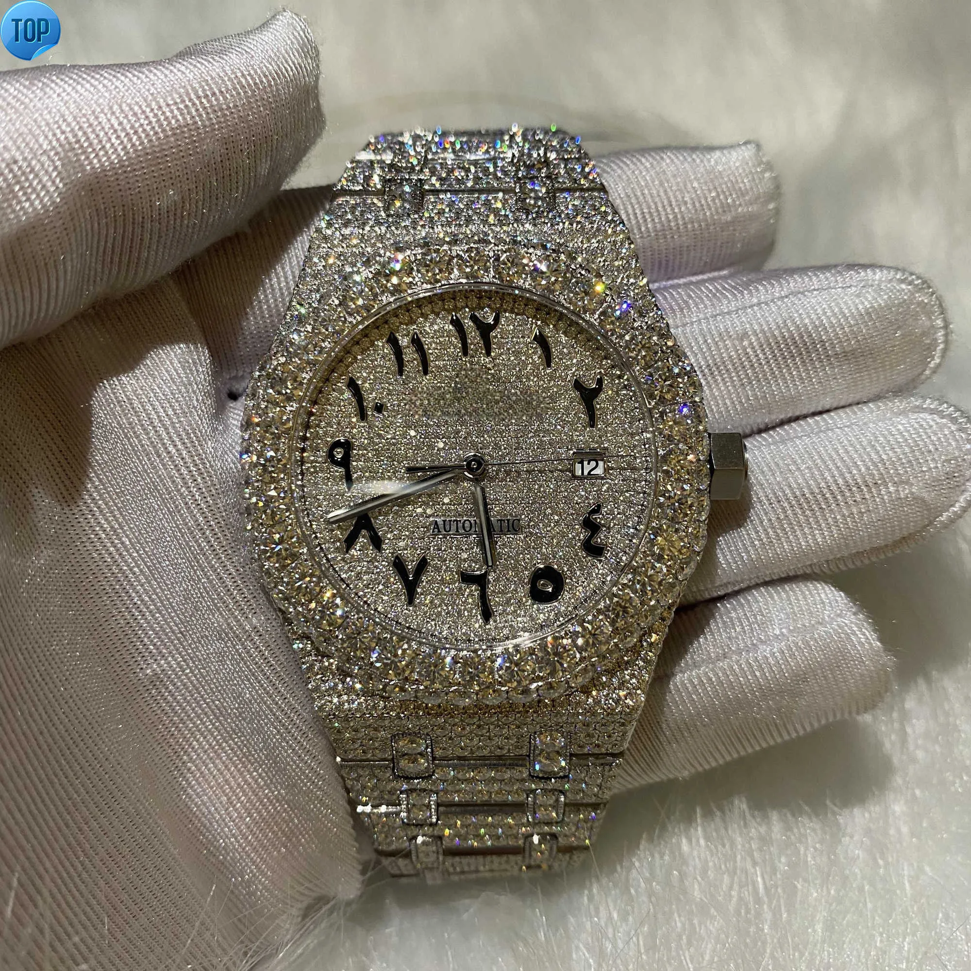 Часы Iced Out VVS Moissanite в стиле хип-хоп Механические наручные часы Bust Down