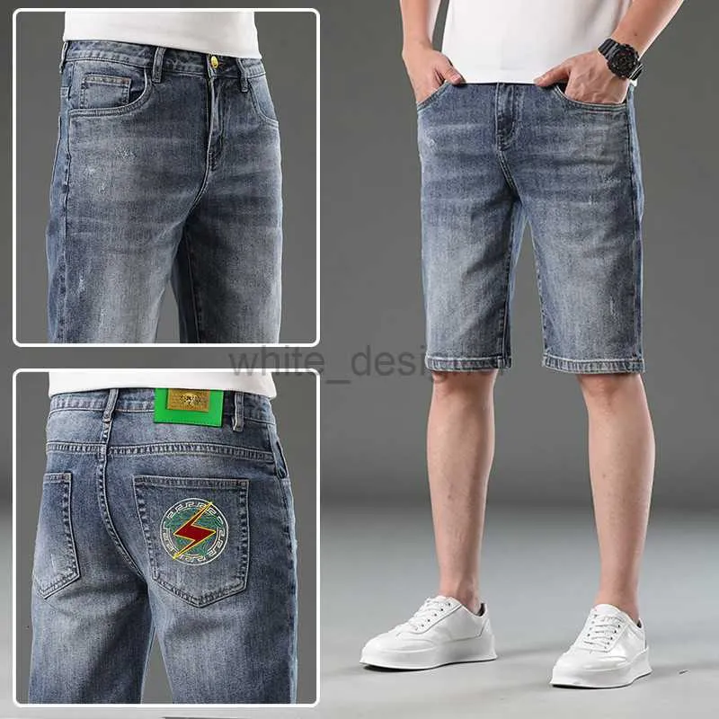 Jeans da uomo di lusso Designer Beauty jeans corti ricamati pantaloncini da uomo slim fit pantaloni corti elasticizzati in cotone estivo sottile stile europeo