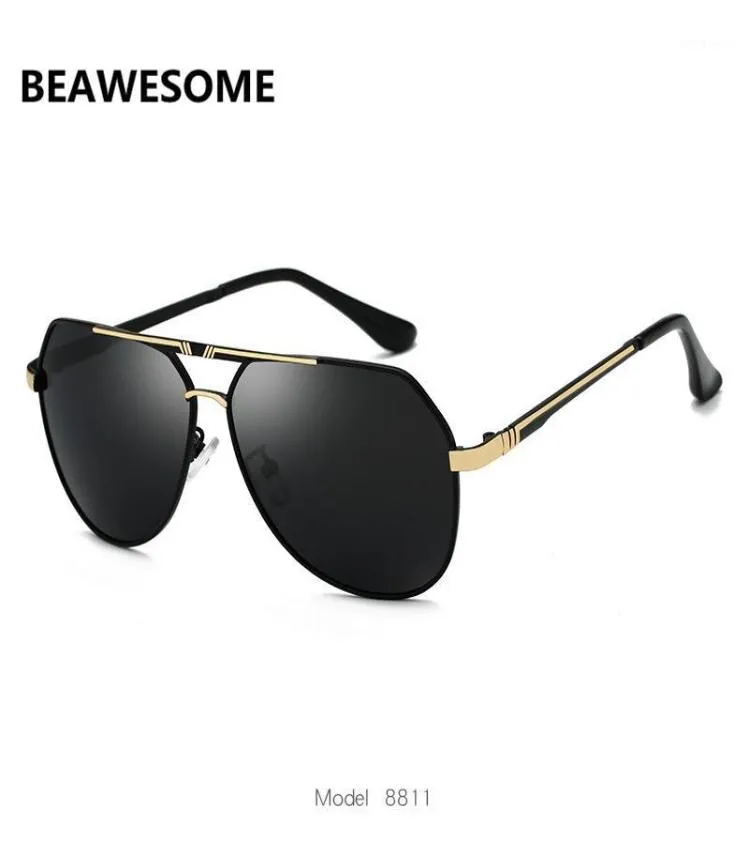 BEAWESOME Marca Designer Oversized Piloto Oval Óculos De Sol Mulheres Homens Vidro de Sol Aviação Armação de Metal Espelho Condução Feminino Glasses12338258