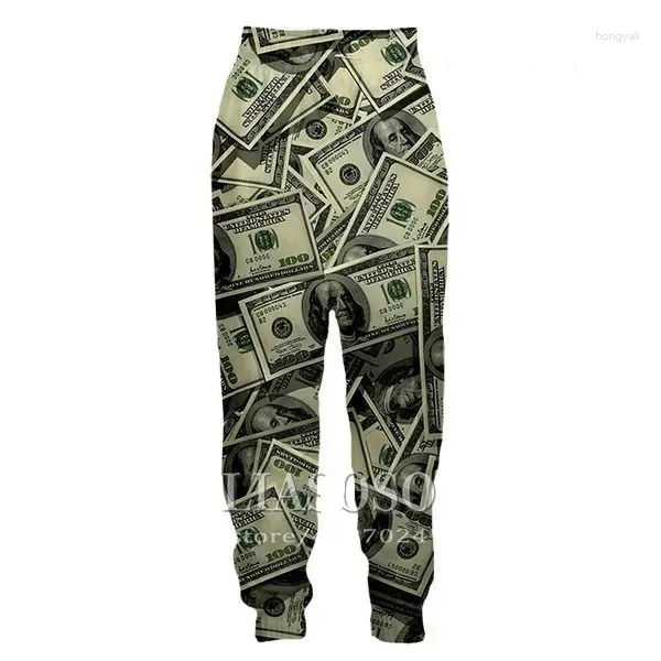 Pantalons pour hommes Money Gold 3D Imprimer Casual Vêtements Mode Hommes Femmes Survêtements Crewneck Hip Hop Plus Taille S-7XL Saisons Casual