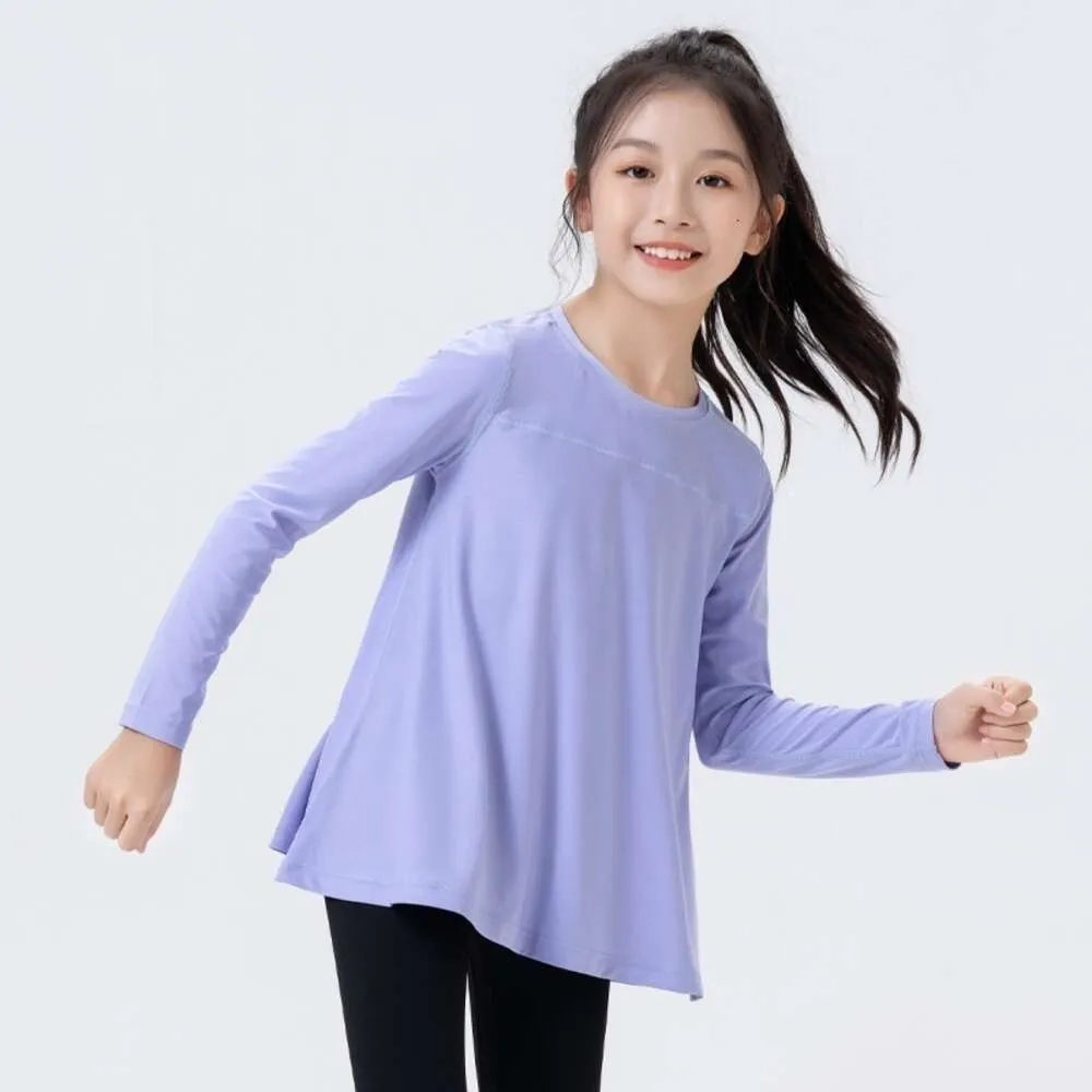 Envío urgente de nuevas camisetas deportivas de primavera y para niños para niñas, ropa de yoga Fiess, camiseta elástica transpirable de secado rápido que absorbe el sudor, otoño