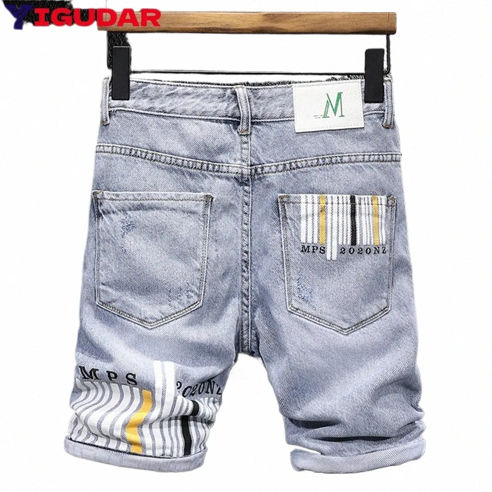 fi Marca Uomo Jeans Shorts Hole 2023Streetwear Harajuku Slim dritto pantaloncini di jeans Estate Casual Baggy Jeans strappati per gli uomini R6sP #