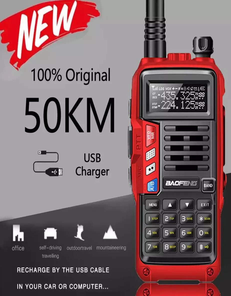 Baofeng bf uvs9 mais 10w vhfuhf triband walkie talkie bidirectio radio fm ham de longa faixa Rádio Red7641218