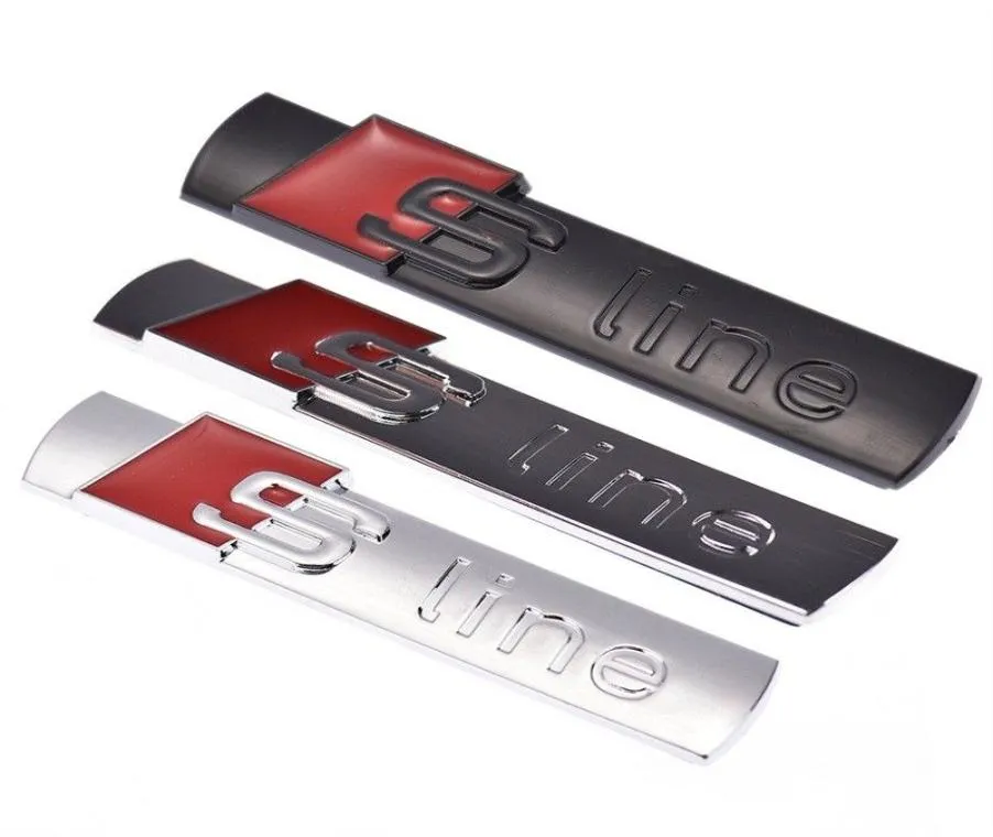 3D Metalen Auto S lijn Sticker Cover voor Sline Logo A3 A4 A5 A6 Q3 Q5 Q7 B7 B8 C5 S6 Auto Decal Accessoires QC238416591