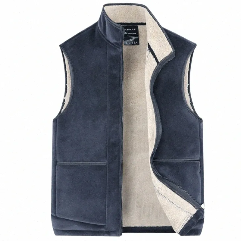 crocodile brand Cmere Vest Autumn Winter Casual Sleevel Jacket Men Warm Fleece Men Vest Jacket Thick Sleevel Men's Vest X7ic#