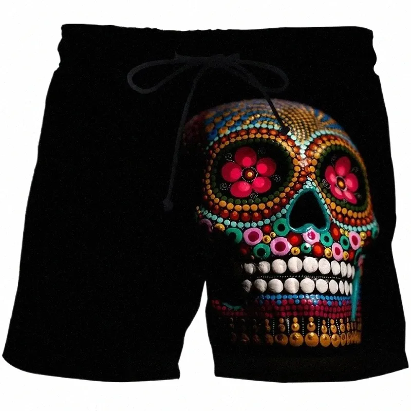 2024 Summer Beach Shorts Mężczyzn 3D FR SKULL TABLE Krótkie sportowe puszki Szybkie Szybki kostium kąpielowy Homme Ropa Hombre Pants J3AB#