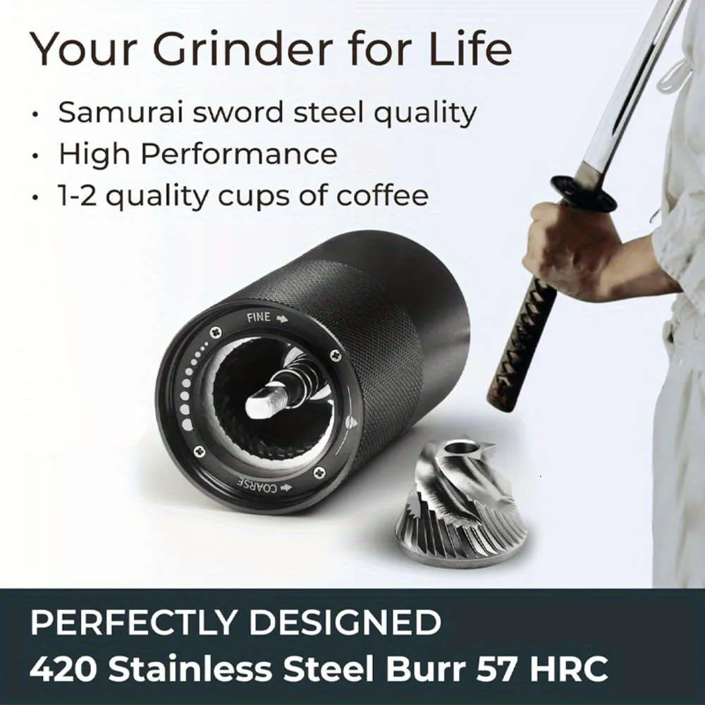 Stainless Steel Burr Adjustable Manual Espresso Perfect Home, Office, and Grinder, for RV Outdoor Camping Picnic Office Travel Maker Coffee Bar Accessories