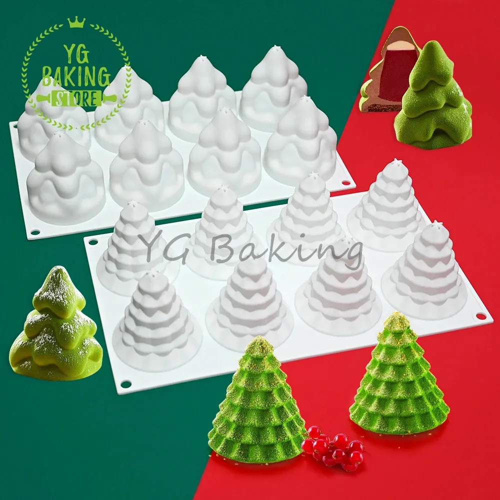 Dorica 8 Cavity 3D Christmas Tree Design Mousse Mousse Pudding Chocolate Morn