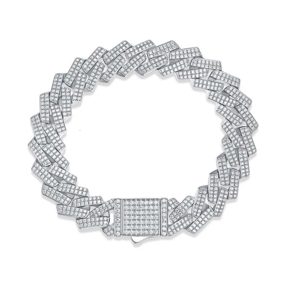 Xiy grossist fina smycken hip hop solid sterling sier 10mm 14mm is out moissanite diamant kubanska länk armband