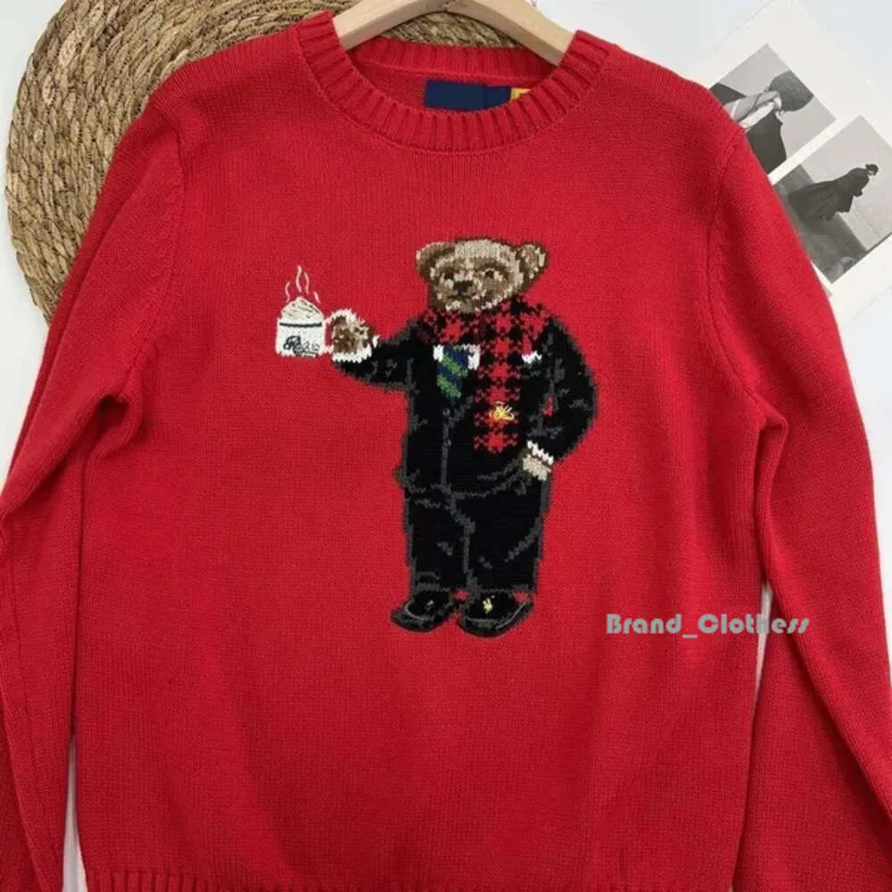 RL дизайнерский женский вязаный свитер с медведем, поло, пуловер с вышивкой, модные вязаные свитера с длинным рукавом, повседневные 2352