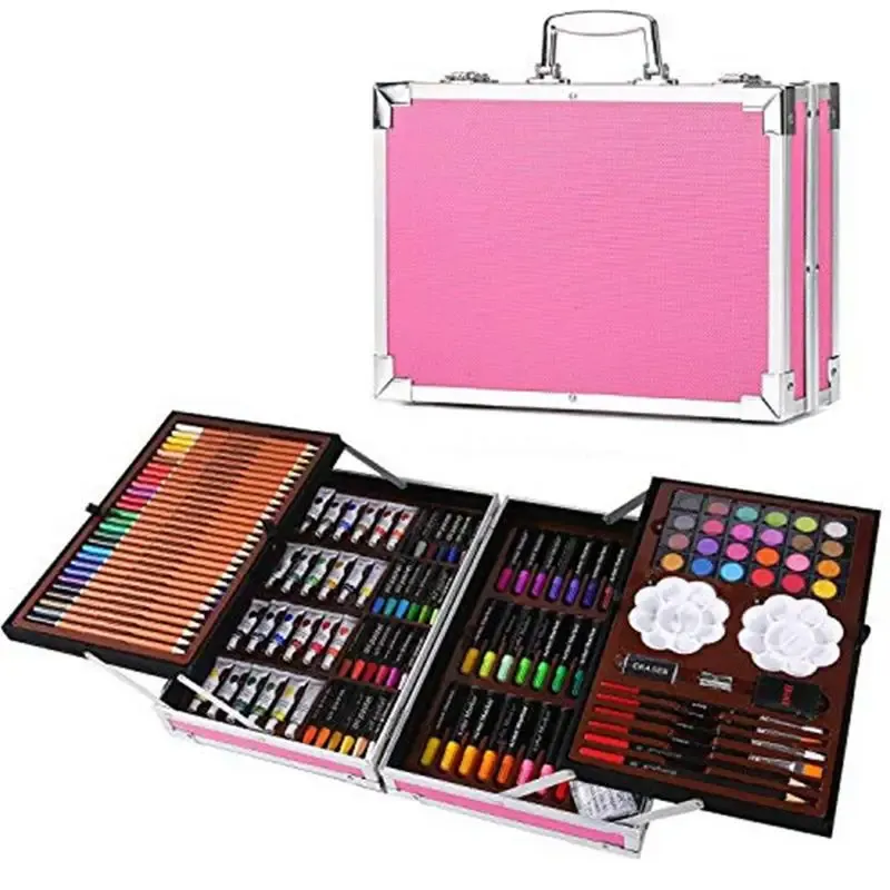 Número Kit de arte Multicolor Water Color Kit de lápices de alto color Saturación de color 145 PCS Pintas Pintas Dibujo Arte Papelería Regalo de aluminio Caja de aluminio