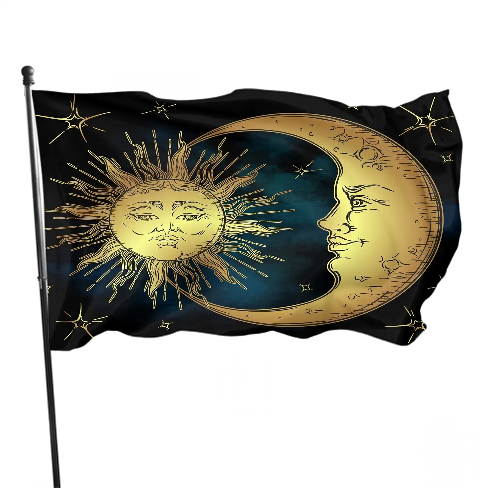 Accessories Golden Sun Yard House Flags Moon and Stars House Banner with Grommets Indoor Outdoor Party Home Decorations for Women Men Gifts