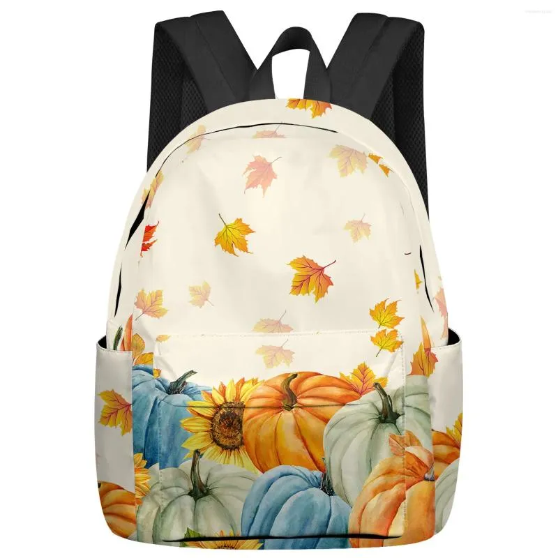 Mochila de ação de graças abóbora girassol grande capacidade multi bolso mochilas mochila para adolescente mulheres portátil mochila