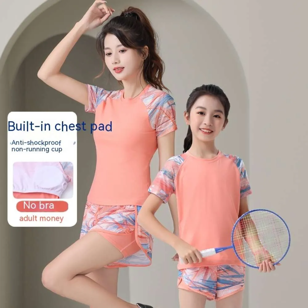 Flash Shipment of New Summer Yoga Fiess Set Mother and Daughter, Parent-child Children's Clothing Display, Quick Drying Running Short Sleeved Shorts for Women