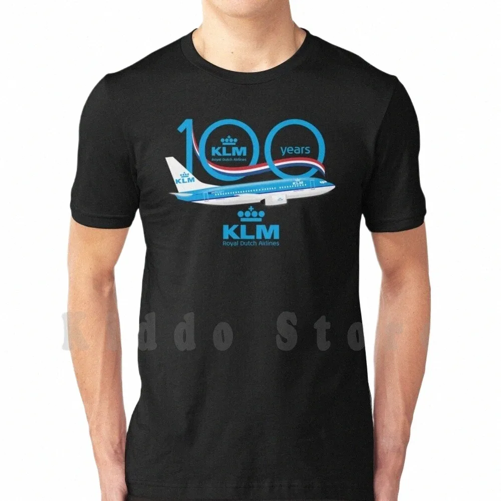 klm t shirt diy stor storlek 100% COTT KLM Airlane Dutch Boeing B747 Airplane Sky Fly Landing Pilot Aviati 62AX#