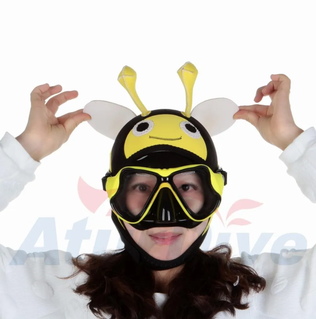 4mm Warm SBR Diving Cartoon Hat lovely cartoon bee Diving Hood Divers Cap Helmet adults Custome swimming cap9120496