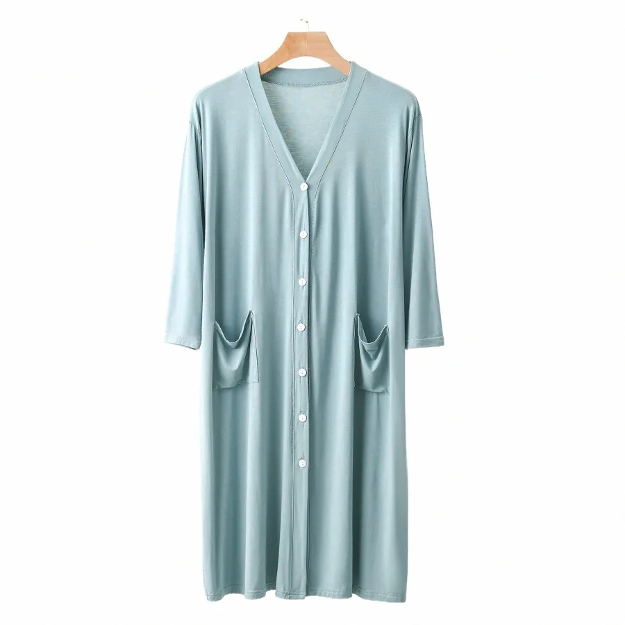 Heren Pyjama Kleding Cott Vest Loszittende Badjassen Pyjama Shirt Dr Casual Modal Gedrapeerde Thuis Dr voor Mannen Q61f #