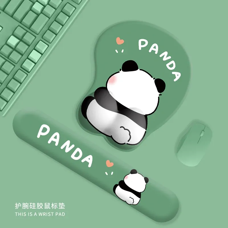 Pedler Sevimli Osuruk Panda Fare Pad Bilek Koruma Koruma Silikon Mat Yumuşak Pad Klavye El Dinlenme Ofis Defter