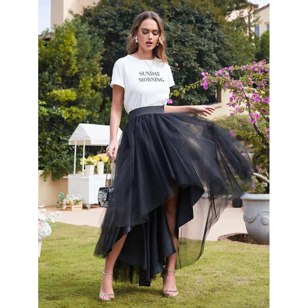 Hi-Lo Tulle Skirt: Gothic Maxi Punk Style - Elastic Waist
