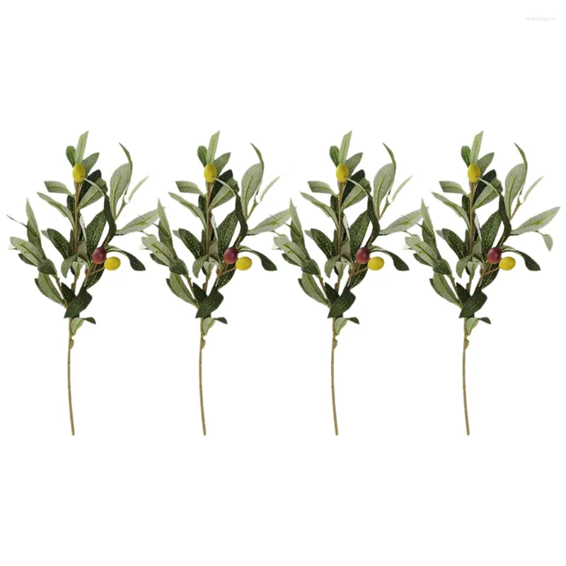 Decorative Flowers 4pcs Artificial Olive Branches Vases Plants Household Decor For Home Wedding