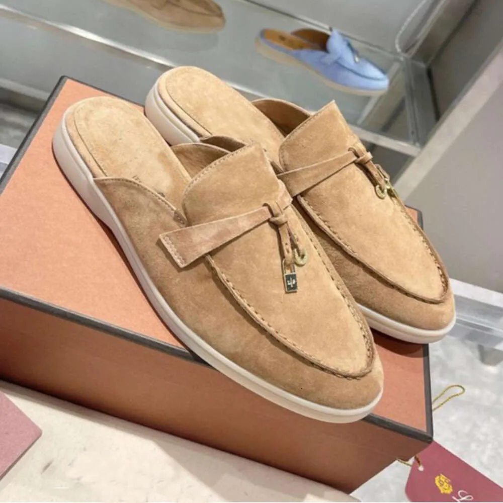 6s Loro Top Mule Piana Womens Tisters Flats LP Loafers Real Suede Moccasin Storlek 35-42 Luxury Designer Shoes Summer Slip-ons Deep Ocra Babouche Charms Walk Walk Walk Walk Walk Walk Walk