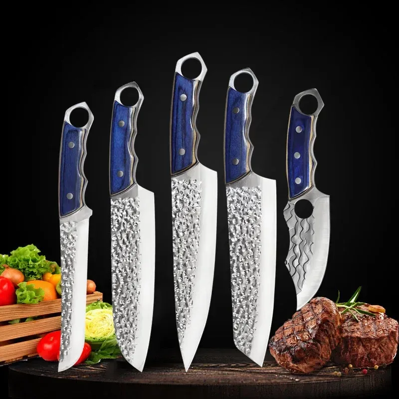 Knives Handmade Forged Cleaver Knife Boning Butcher Slaughtering Knives, Stainless Steel Utility Fish Cutting BBQ Knife