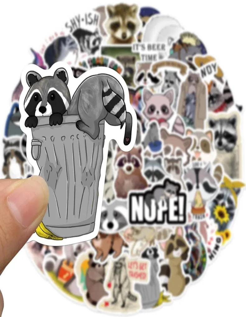 50PCSSet Graffiti Skateboard Stickers Cartoon Animal Raccoon For Water Bottle Notebook Laptop Decor Helmet Car Sticker PVC Guitar2337846