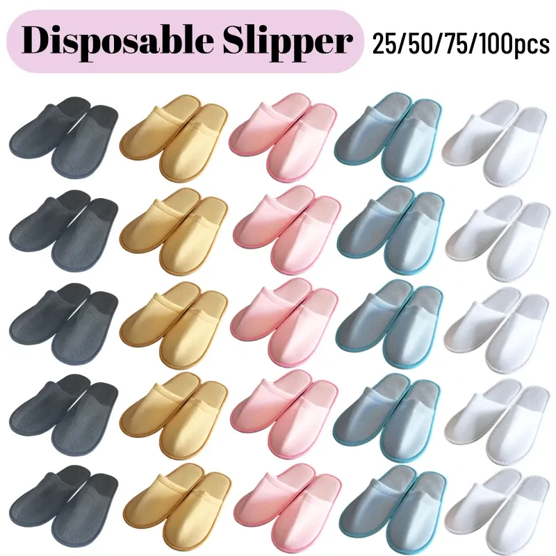 Mats 10025Pairs Wedding Disposable Slippers for Guests Hotel Slippers Women Men Unisex Non Slip Spa Slippers Party Home Shoes Travel