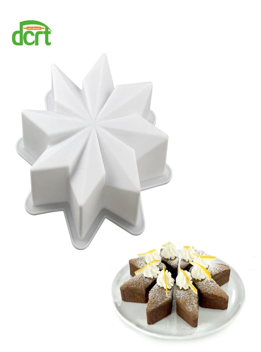 Neight Pointed Star -formad silikon Mögelkakor Dekoreringsverktyg Diy Chocolate Brownie Dessert Cake Mold For Baking5313719