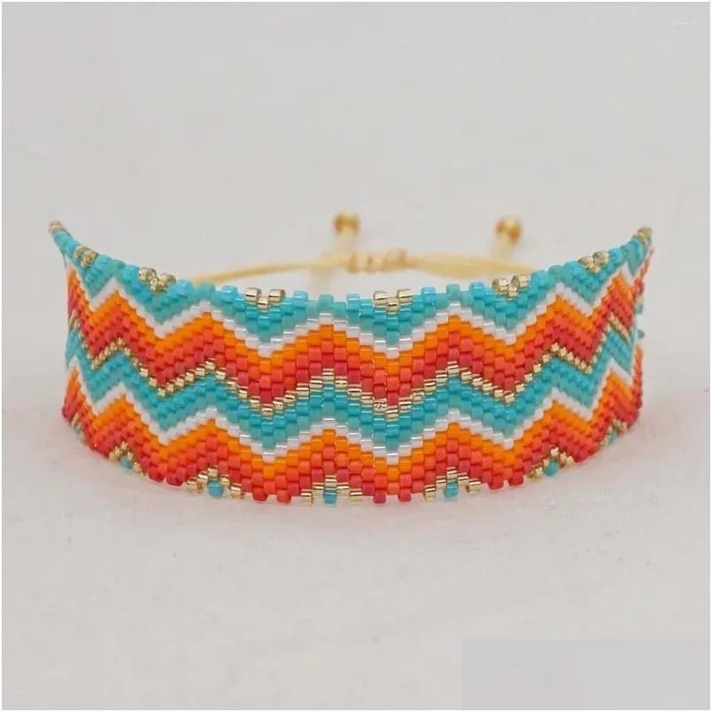 Bracelets à maillons de chaîne Boho Bijoux faits à la main Design Bijoux de plage d'été Miyuki Bracelet de perles de graines pour femmes Teen Girl Cadeau Psera Dro Otrtk