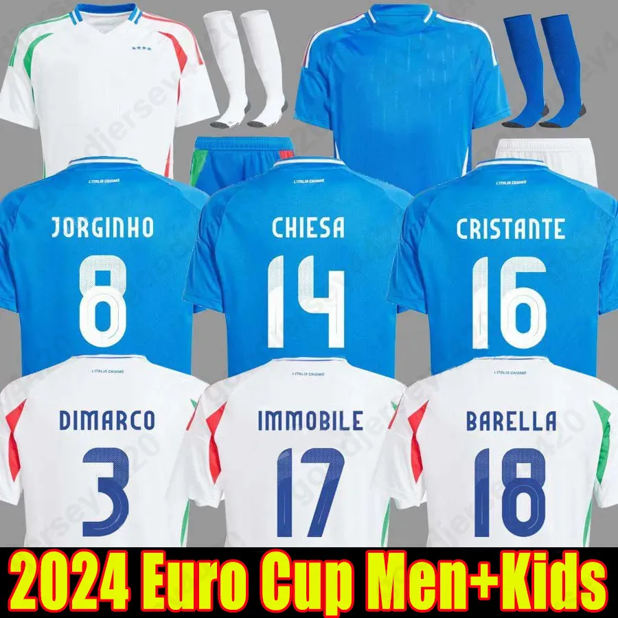 Italië voetbaltruien Italiaans 2024 Euro Cup Nationaal Team Italys Retro Baggio Italia Jersey Verratti Chiesa Vintage Jorginho voetbalshirt Barella Maldini Kids Kit