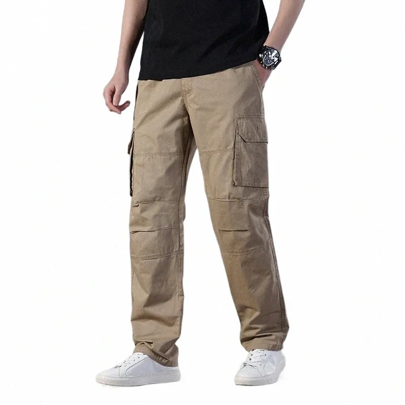 men Outdoor Military Lg Trousers Men Summer Spring Casual Multi-pockets Cargo Cott Pants Army Tactical Pants Big Size Pants v8dT#