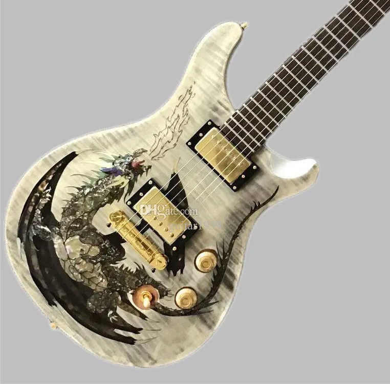 Electric Guitar HH Pickups Solid Flame Maple Top Mahogany Body Tremolo Bridge