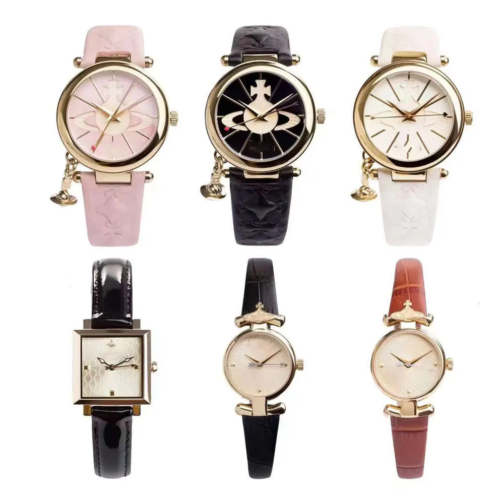 Viviennes Viviane Westwood Watch Empress Dowager Vivians ny klocka med kvartsrörelse och äkta läderrem 32mm kvinnors enkel stil