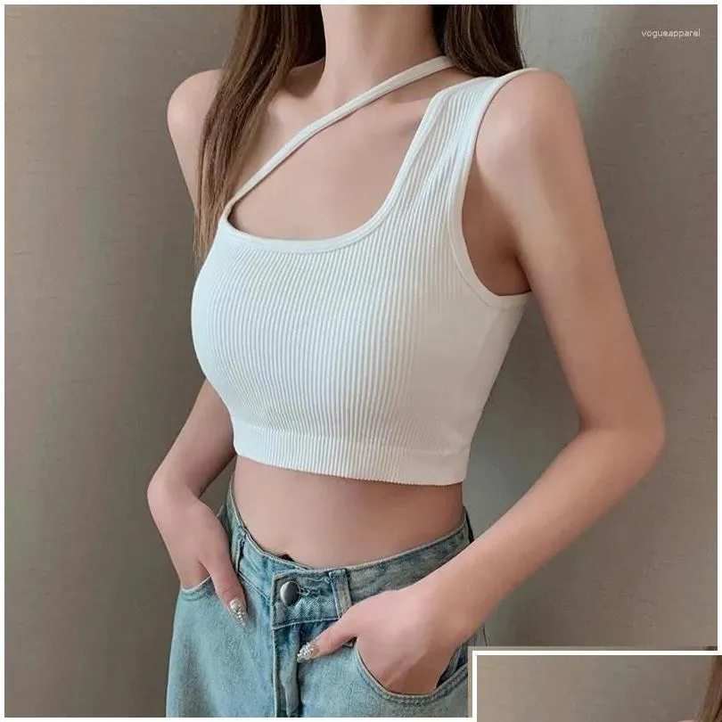 Débardeurs pour femmes Camis Summer Crop Tops Sans manches Rembourré Top Tube Soft Tank One Shoder Strappy Tees Ribbed Basic Drop Delivery Apparel Cl Ottni