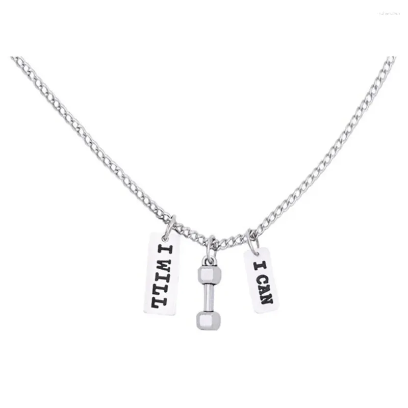 Pendentif Colliers Factory Drop I Can Will Fit Mom Haltérophilie Barbells Crossfit Bodybuilding Cadeau Bijoux