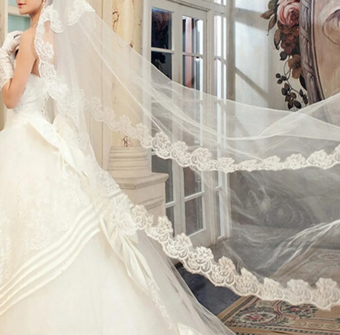 Backlakegirls 성당 웨딩 베일 액세서리 26 미터 Voile Mariage Vail Velos Lace Cotton Bride Veils5215487