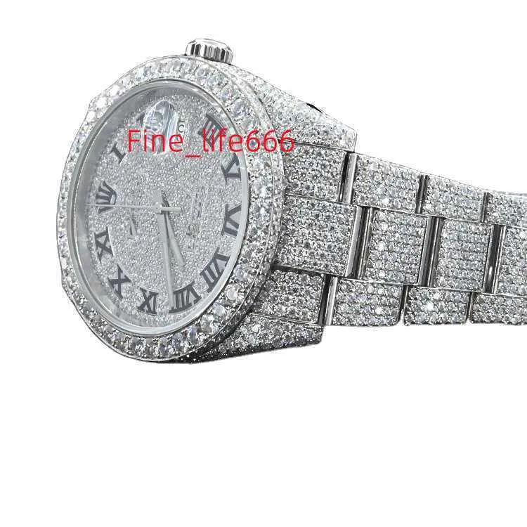 2023 Latt Arrivée VVS Moissanite 30 Carat Diamant Clouté Busins Montre Automatique Unisexe Hip Hop Montre au prix Bt