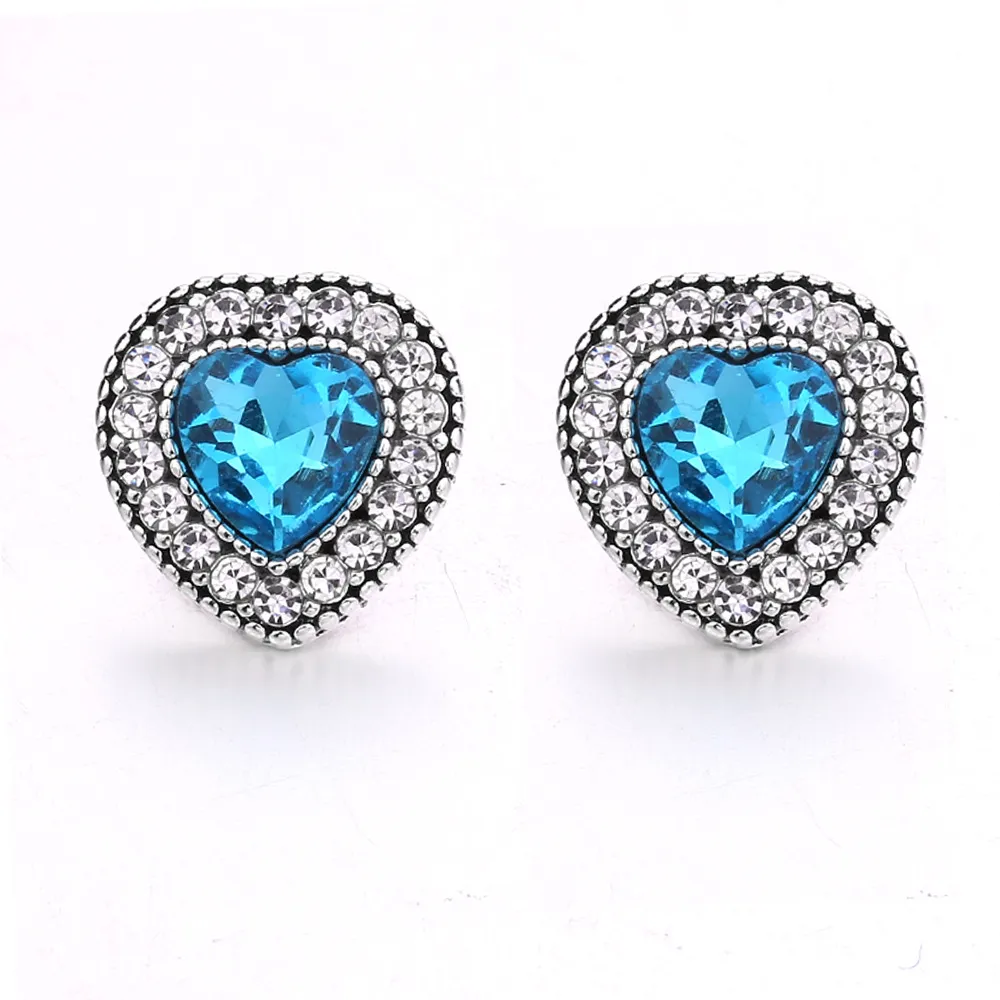 12mm Snap Button Jewelry Charms Bracelets Crystal Heart 12mm Snap Buttons for Earrings Bracelet