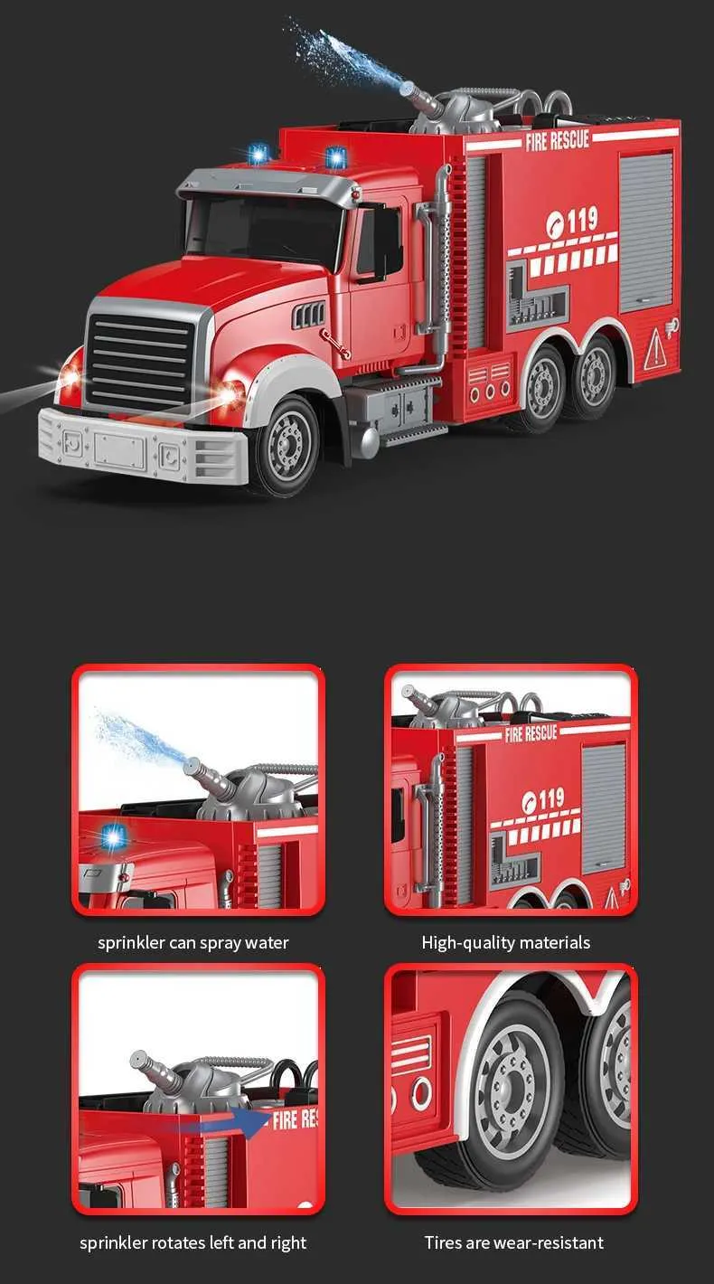Giant Remote Control Fire Truck Toy - Electric Sprinkler, Fall ...