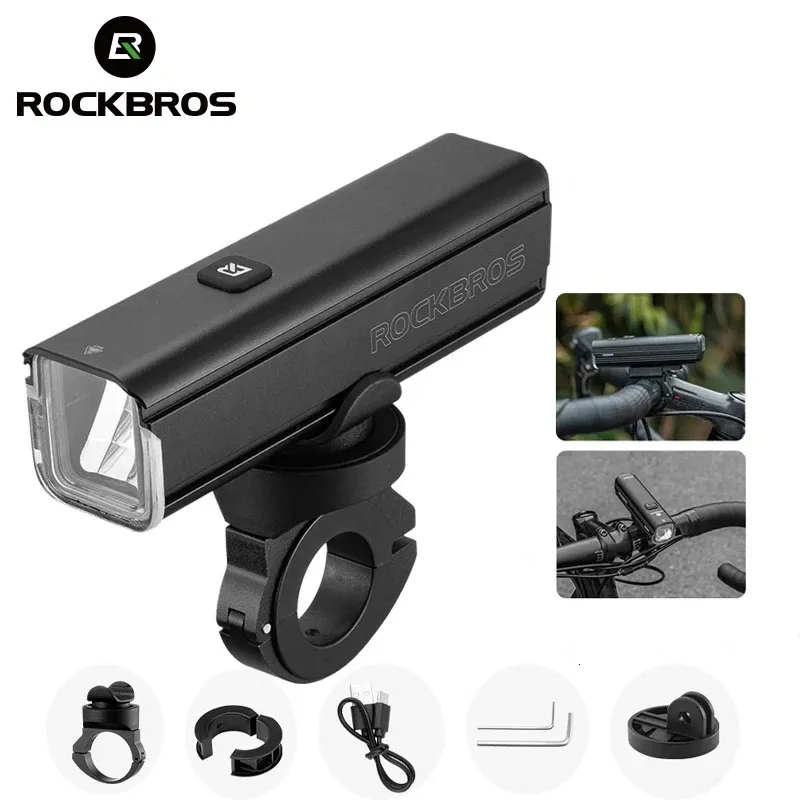 ROCKBROS Bicycle Light 1000LM 4500mAh Bike Light IPX6 Flashlight Aluminum Front Lamp Type-C Charging Road Cycling Highlight 240322